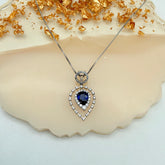 New Arrival Blue Sapphire And Diamond 18k White Gold Pendant Necklace