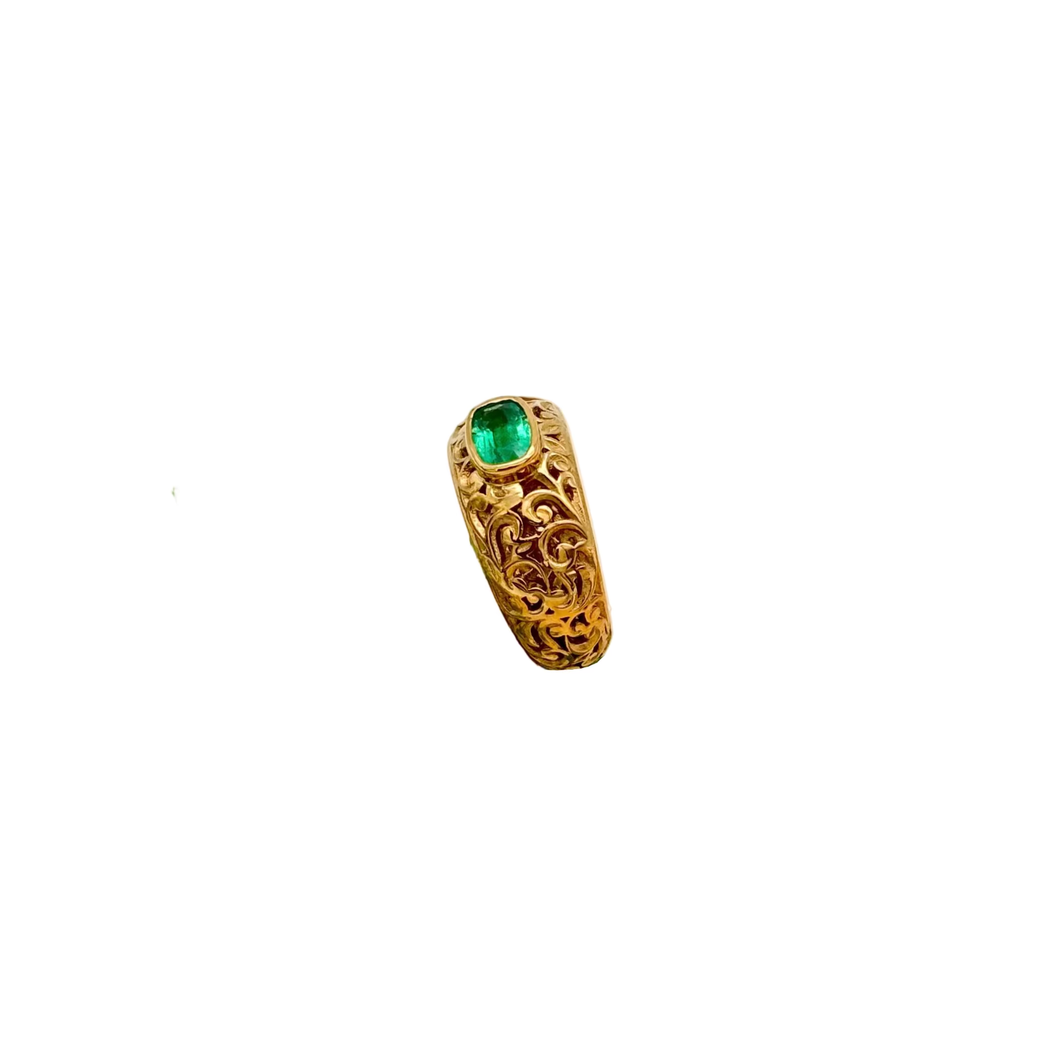 Precious Emerald Gemstone 925 Sterling Silver Gold Plated Rings Jewelry