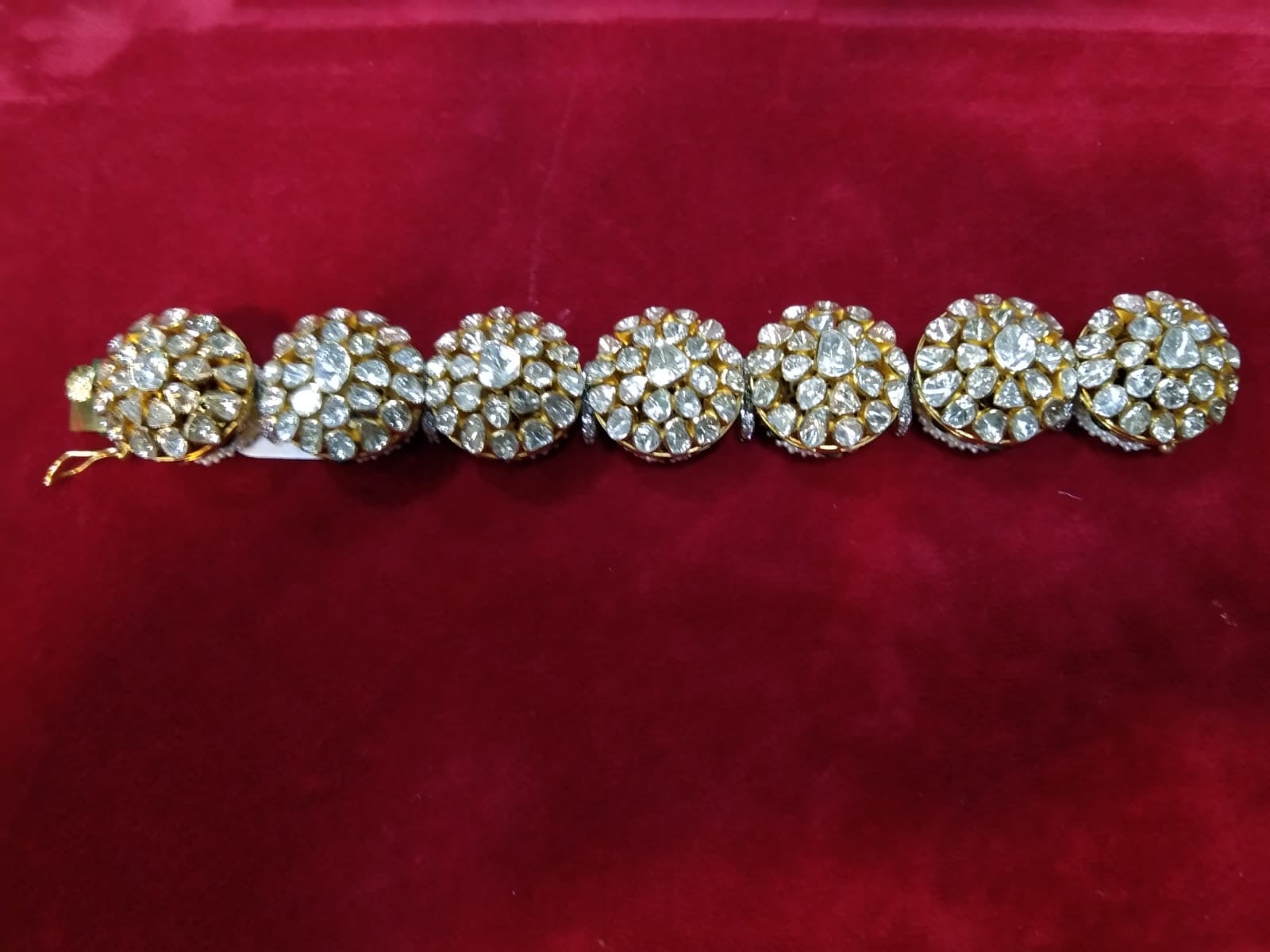 Natural Polki Diamond Gemstone Yellow Gold Handmade Women Bracelets Jewelry