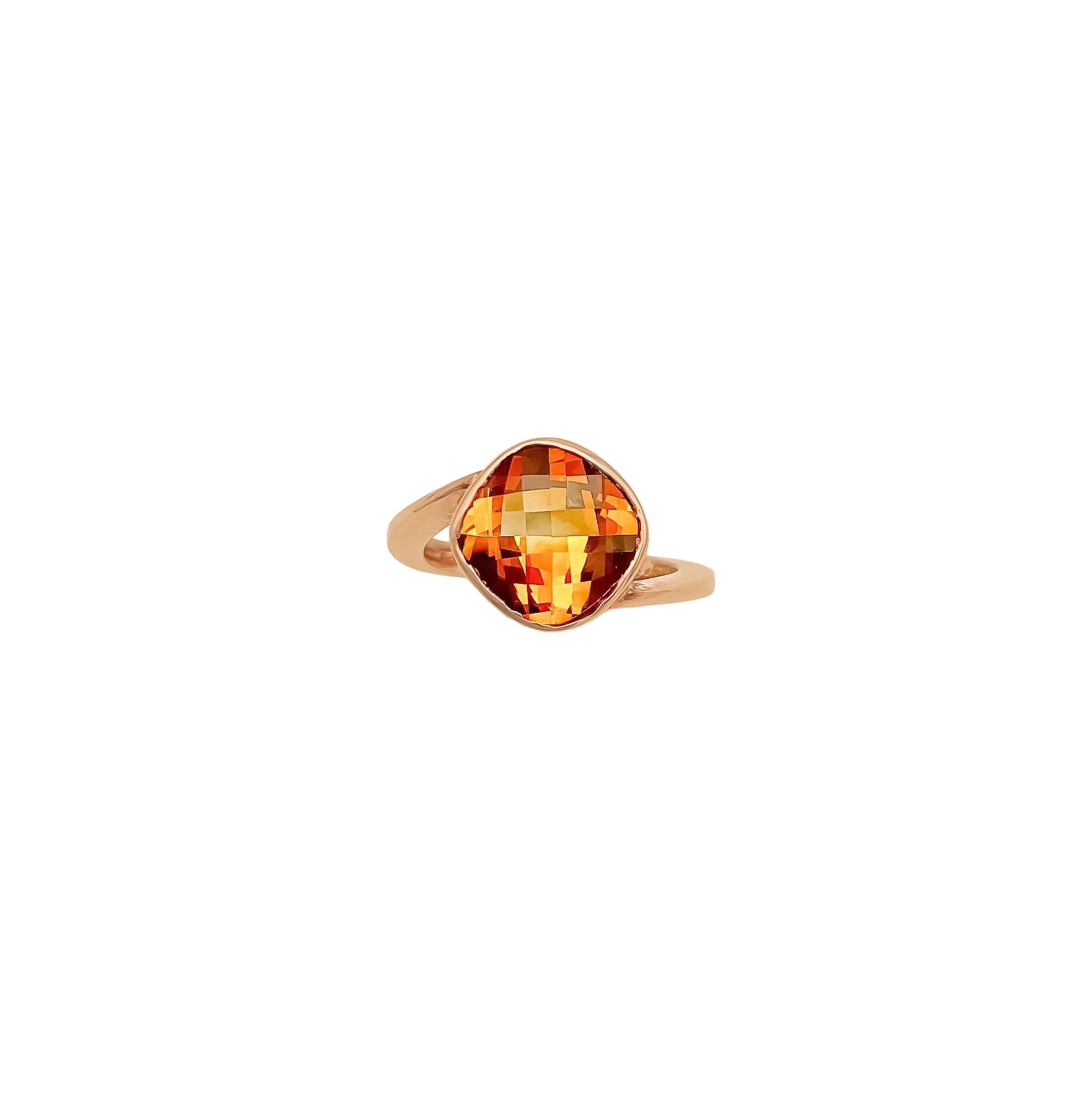 Natural Faceted Golden Citrine 925 Sterling Silver Rings Jewelry
