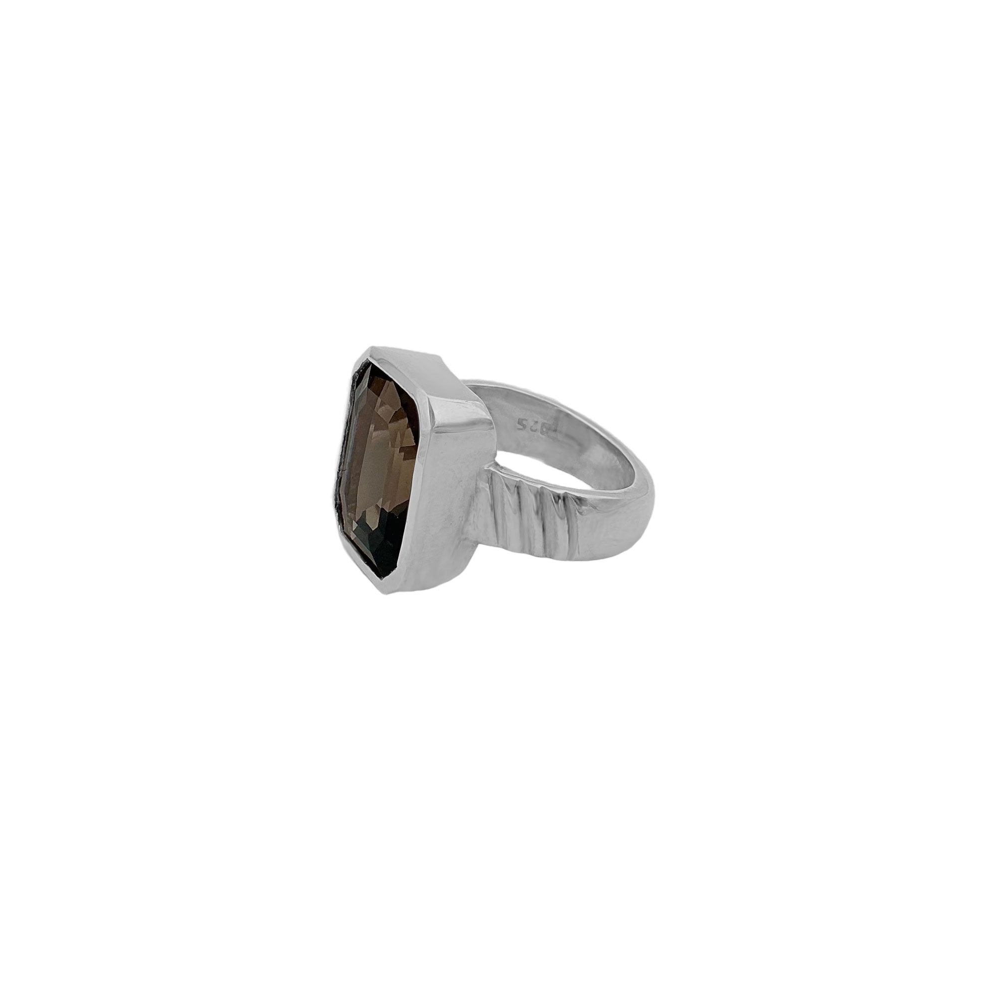 9.48CT Natural Smoky Quartz 925 Solid Sterling Silver Rings Jewelry