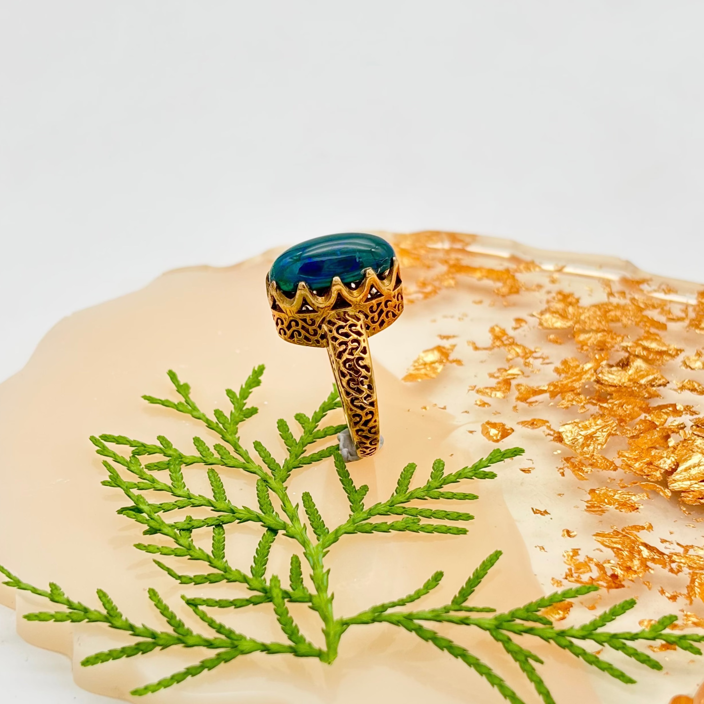 New Arrival Opal Gemstone 925 Sterling Silver Gold Plated Rings Jewelry