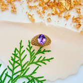 Natural Oval Amethyst Gemstone 925 Sterling Silver Handmade Rings Jewelry