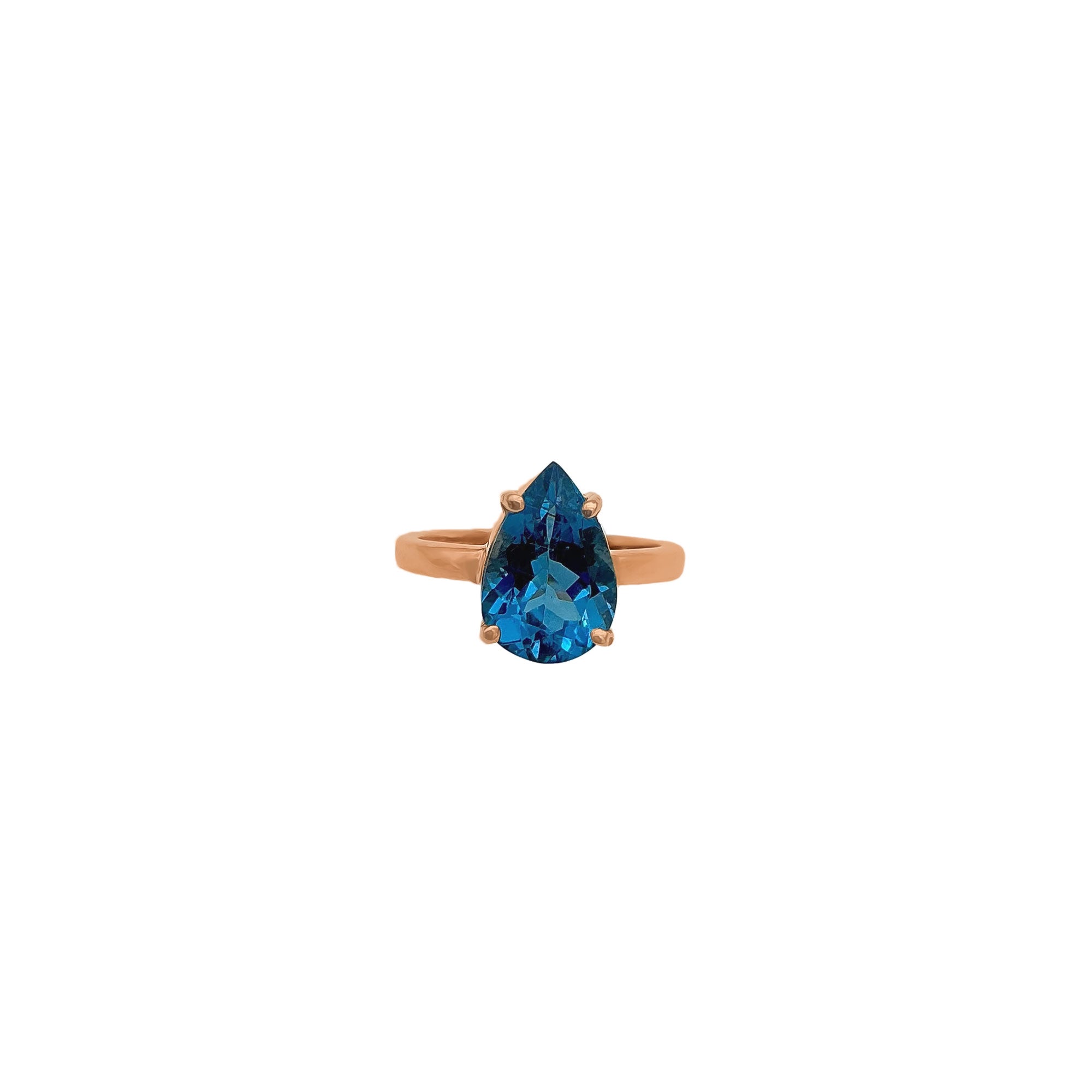Natural Pear Shape London Blue Topaz 925 Sterling Silver Rings