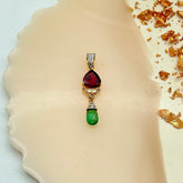 New Arrival Tourmaline, Emerald And Diamond 18k Yellow Gold Pendant Jewelry