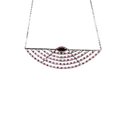 Exquisite Precious Ruby And Diamond 18k White Gold Necklace Jewelry