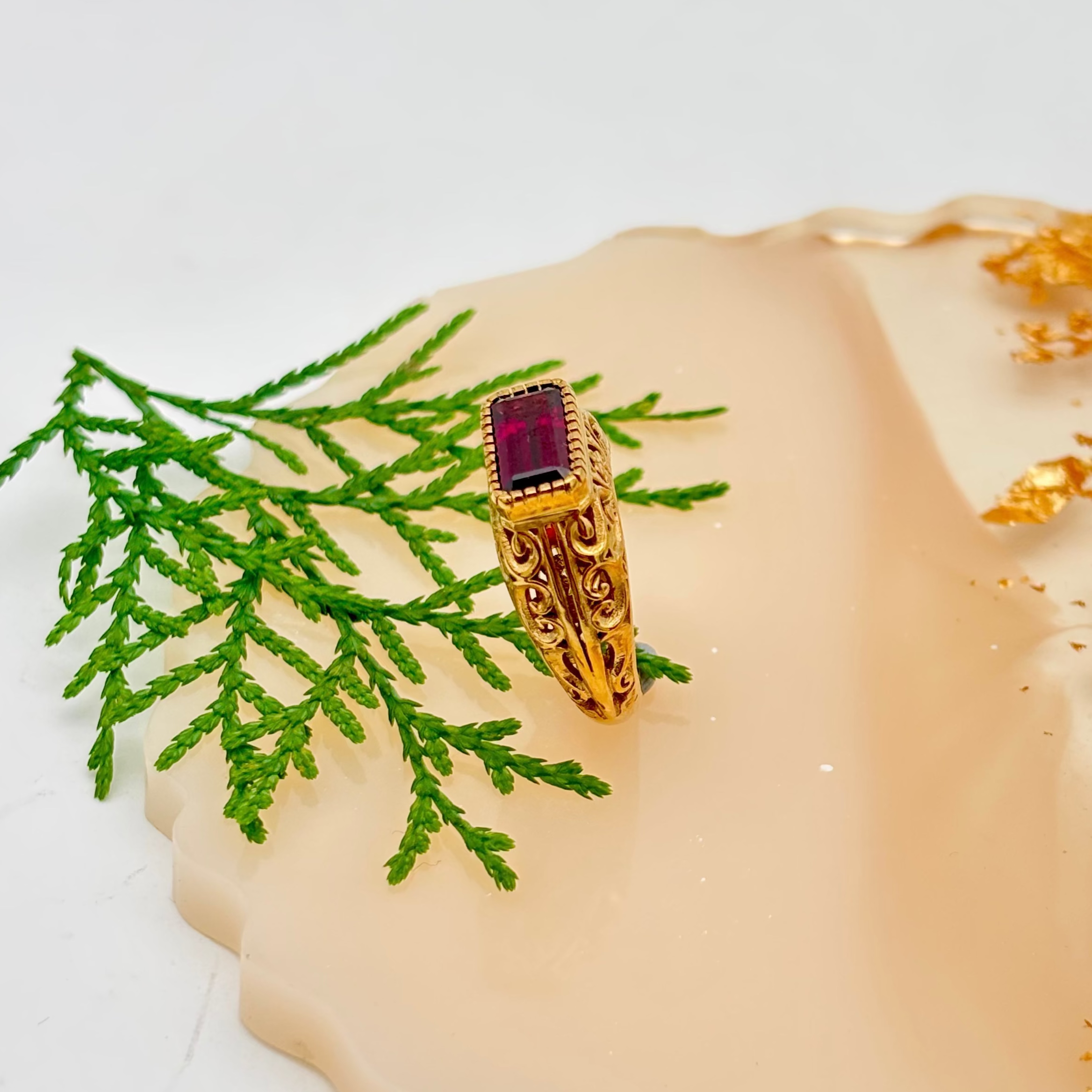 Natural Garnet Gemstone 925 Sterling Silver Gold Plated Rings Jewelry