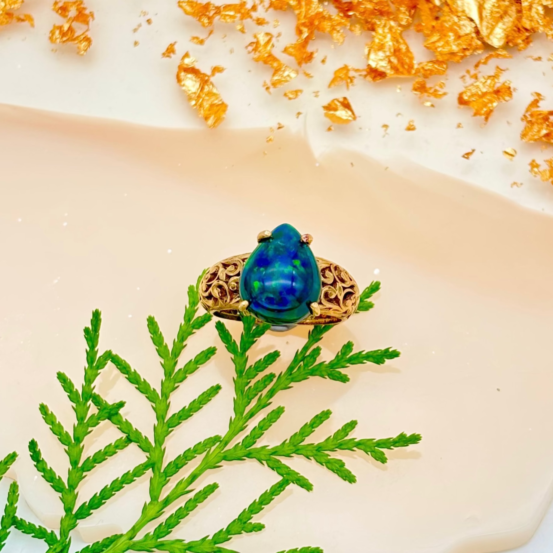 New Arrival Blue Fire Opal 925 Sterling Silver Handmade Rings Jewelry