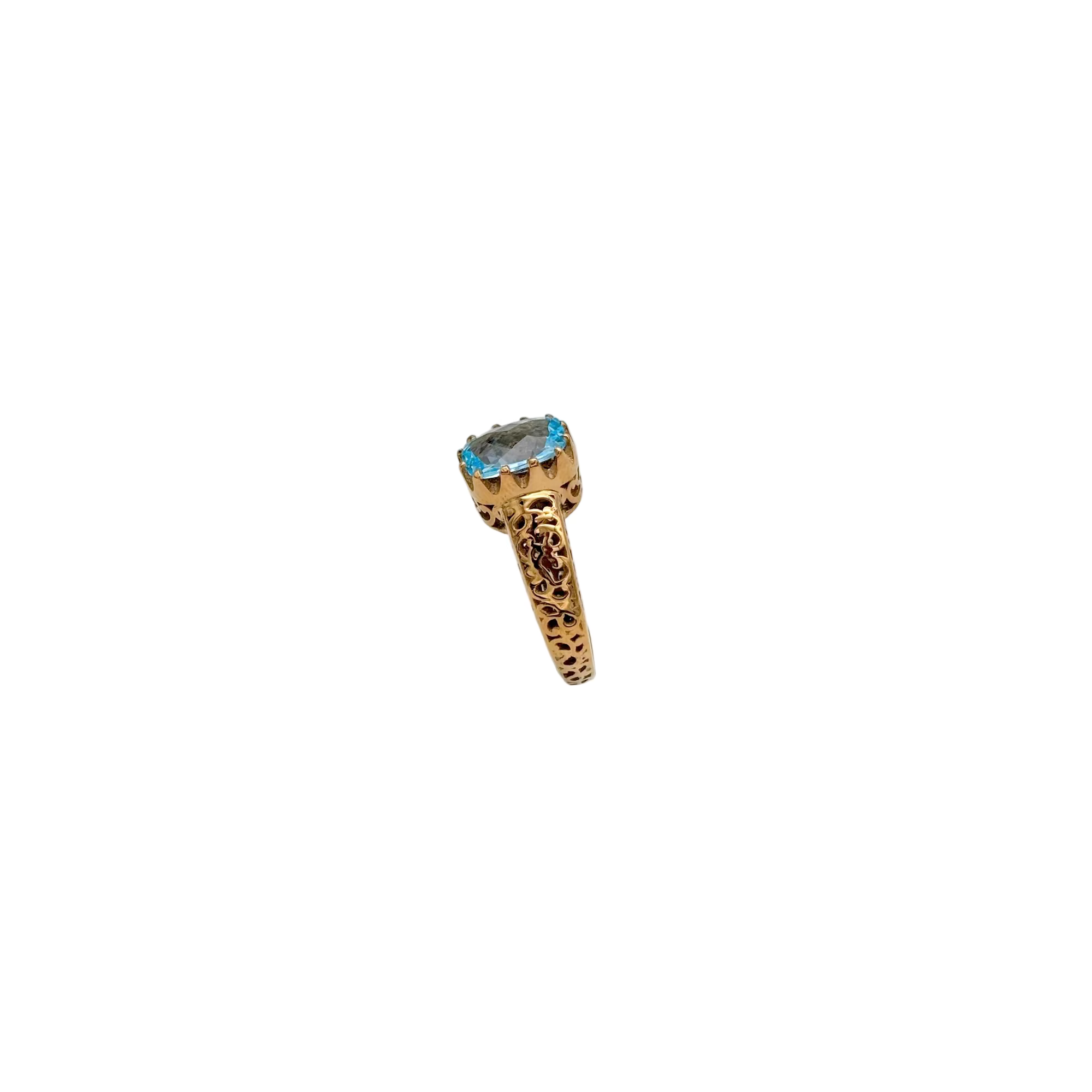Natural Blue Topaz 925 Sterling Silver Yellow Gold Plated Rings Jewelry
