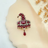 Natural Ruby And Diamond 18k Solid Yellow Gold Handmade Brooches