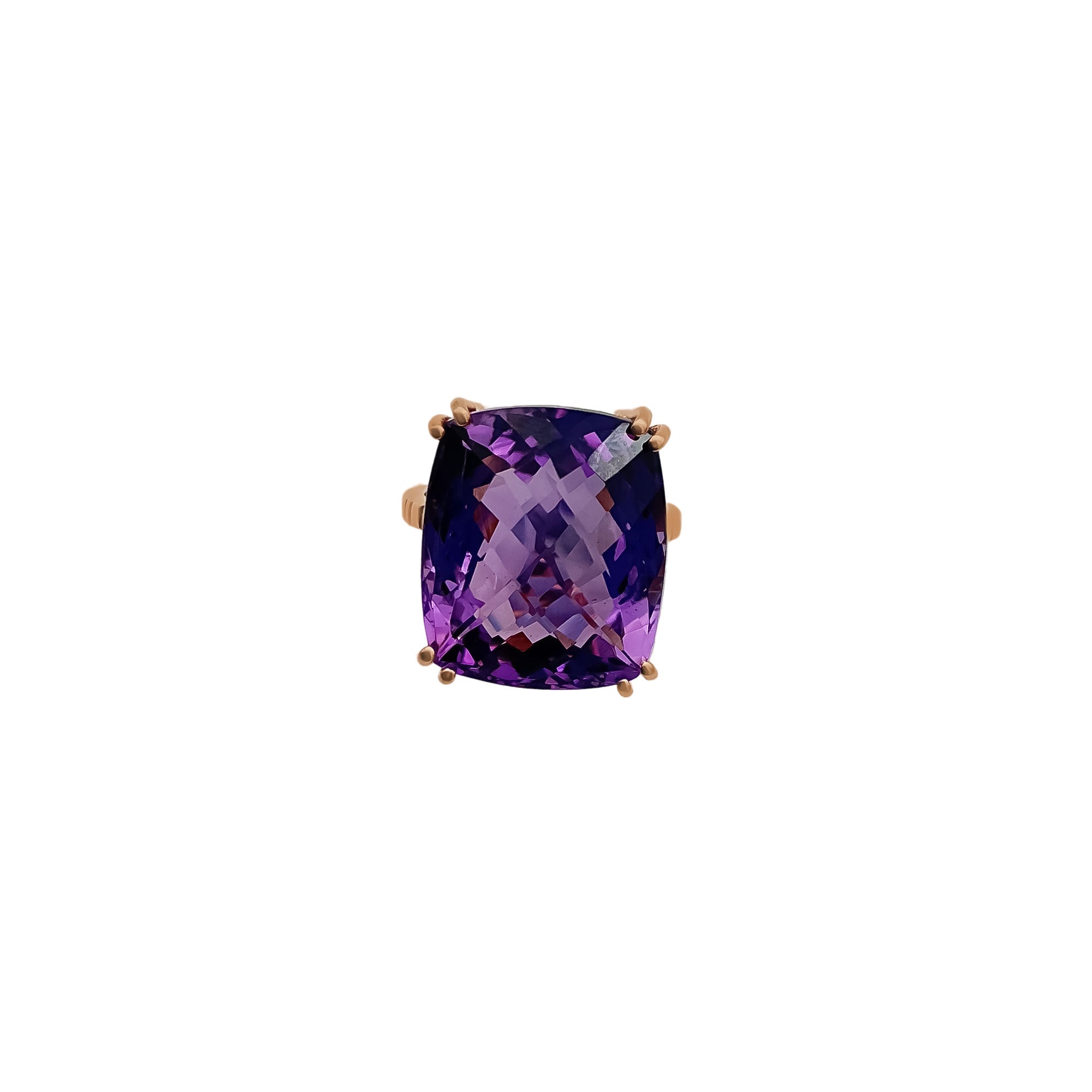 Natural Faceted Amethyst Gemstone 925 Sterling Silver Handmade Ring Jewelry