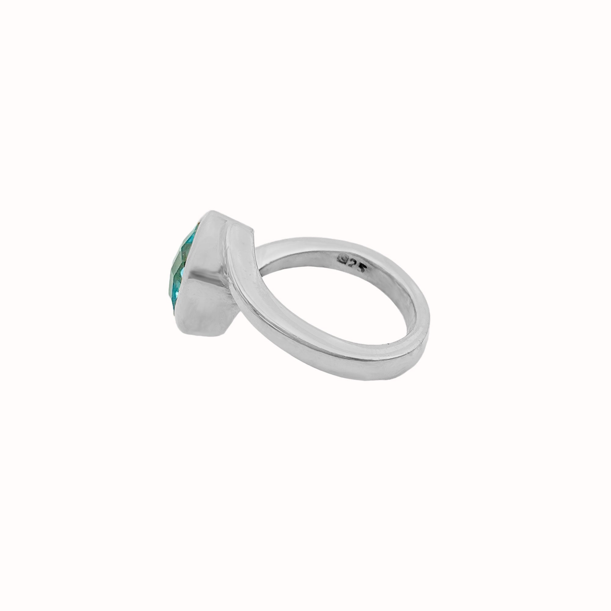 Natural Faceted Blue Topaz Gemstone 925 Sterling Silver Rings Jewelry