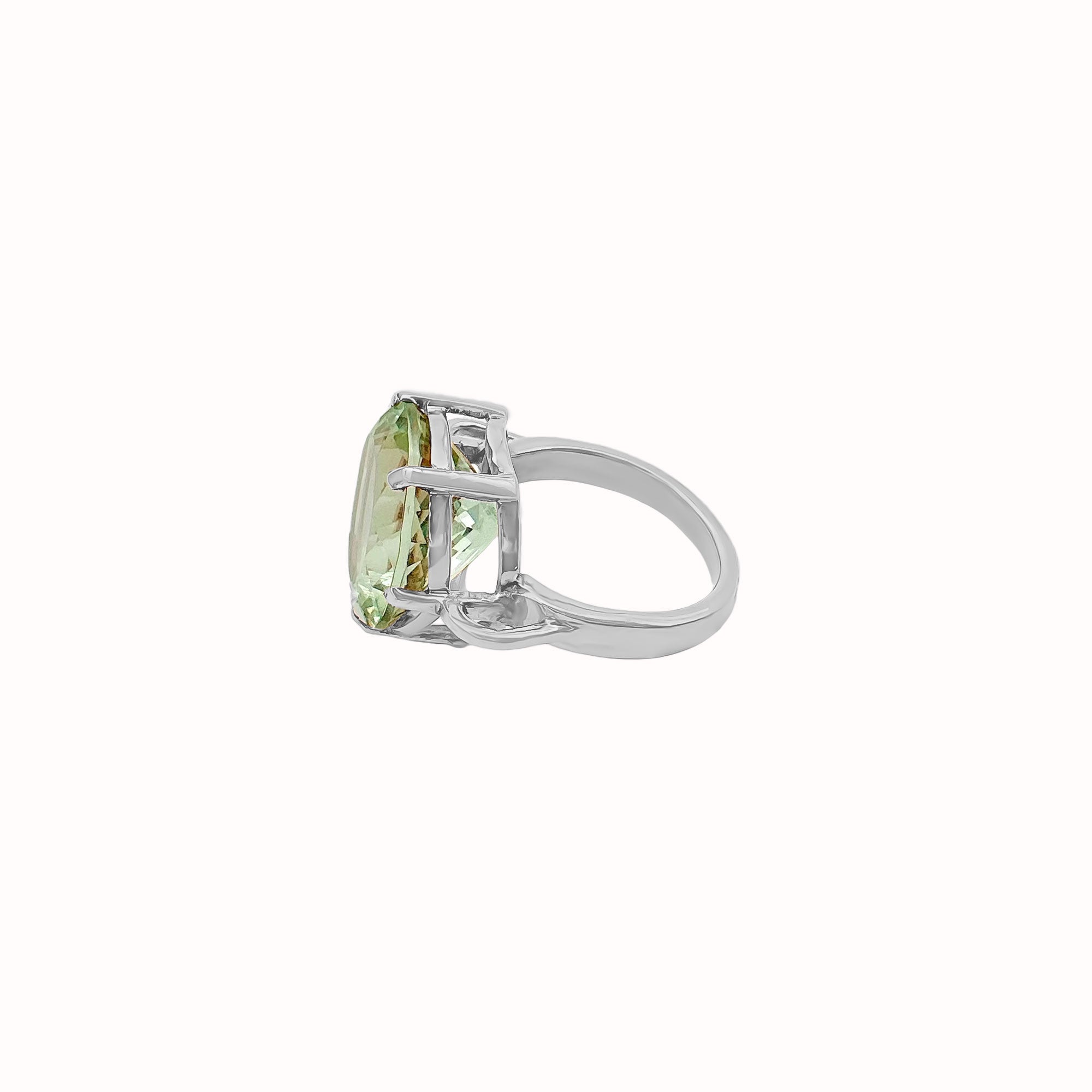 Round Cut Green Amethyst 925 Sterling Silver Rings Jewelry