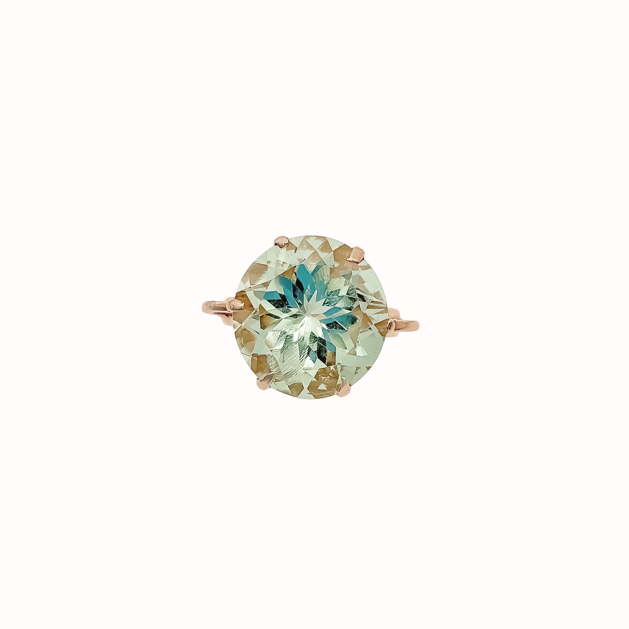 Round Cut Green Amethyst 925 Sterling Silver Rings Jewelry