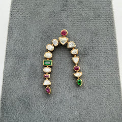 Precious Ruby, Emerald And Diamond 18k Yellow Gold Handmade Pendant Jewelry