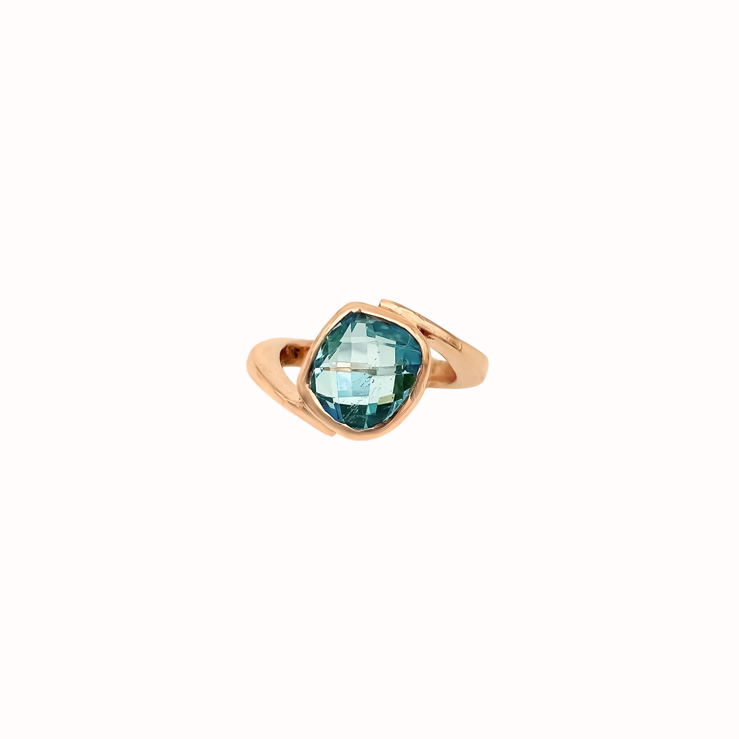 Natural Faceted Blue Topaz Gemstone 925 Sterling Silver Rings Jewelry