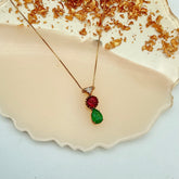 New Arrival Emerald, Tourmaline And Diamond 18k Solid Yellow Gold Chain Pendant Jewelry