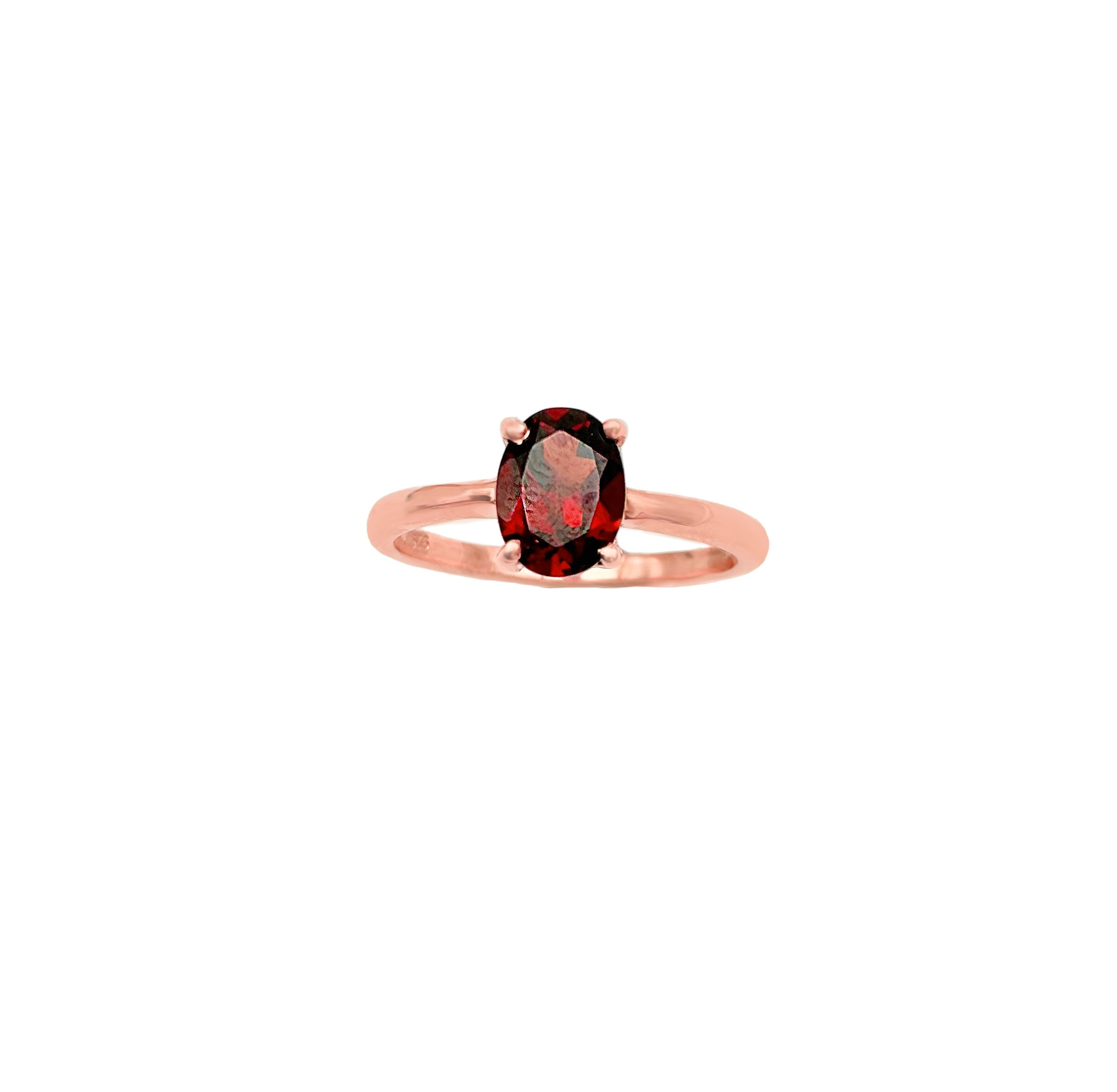 Natural Oval Garnet Gemstone 925 Sterling Silver Rings Jewelry