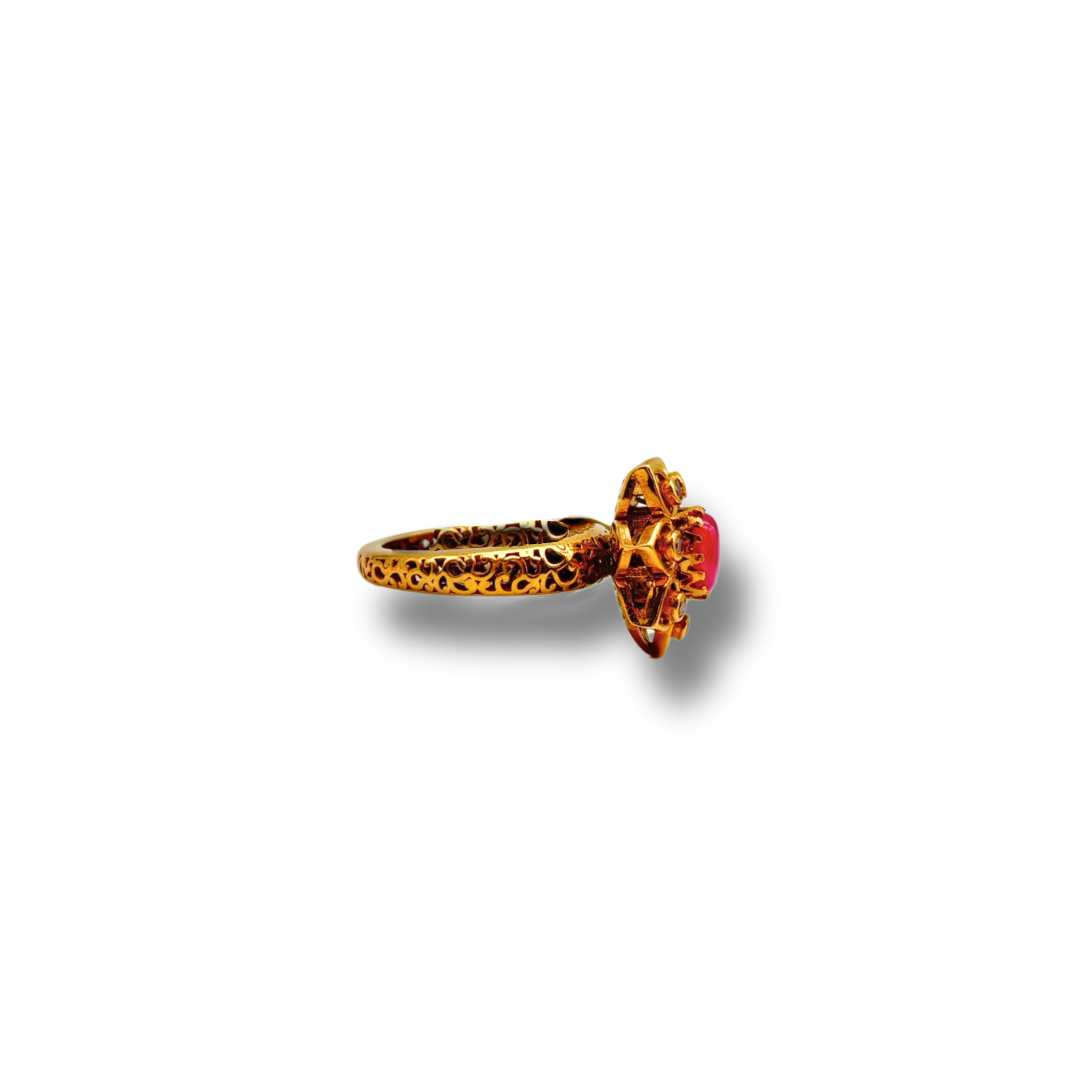 The Ruby Rosette Silver Ring