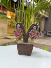 Precious Ruby And Diamond Gemstone 925 Sterling Silver Drop Dangle Earrings