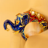 Elephant-Polki Diamond Gemstone 22K Solid Yellow Gold Enamel Work Rings Jewelry