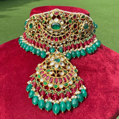 Rajsi Emerald Tourmaline Polki Aad