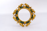 Pigeon-Antique Vintage Emerald, Polki And Pearl Yellow Gold Handmade Bracelets Jewelry