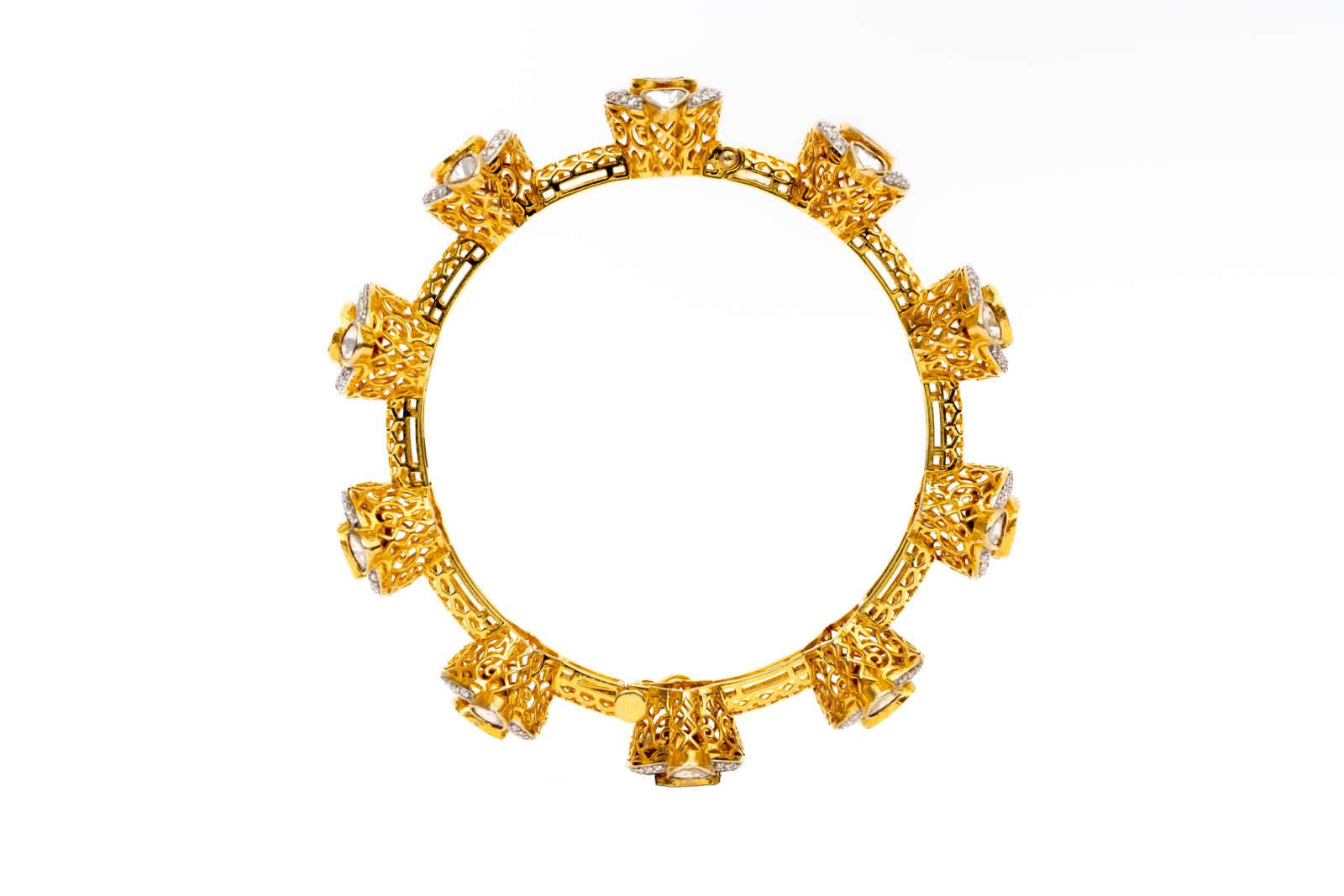 New Arrival Polki Diamond Gemstone Yellow Gold Handmade Bracelets Jewelry
