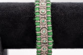 Elegant Emerald, Tourmaline And Diamond 925 Sterling Silver Handmade Thread Bracelets Jewelry