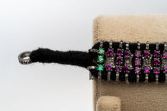 Natural Rhodolite Garnet, Emerald And Diamond 925 Sterling Silver Thread Bracelets Jewelry
