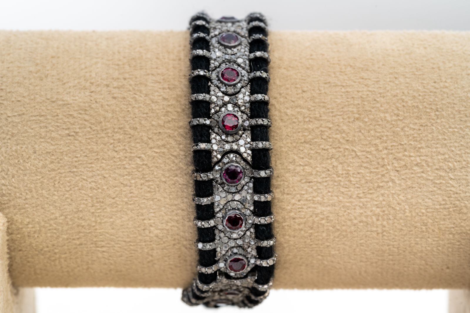 Precious Ruby And Diamond 925 Sterling Silver Handmade Thread Victorian Bracelets