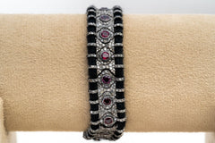 Precious Ruby And Diamond 925 Sterling Silver Handmade Thread Victorian Bracelets