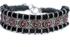 Precious Ruby And Diamond 925 Sterling Silver Handmade Thread Victorian Bracelets