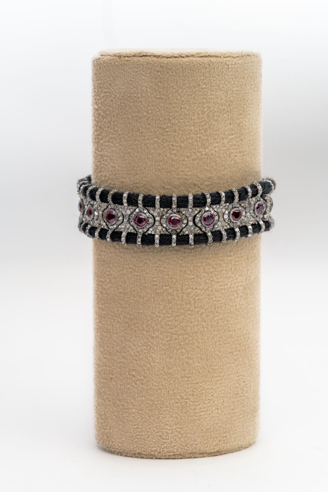 Precious Ruby And Diamond 925 Sterling Silver Handmade Thread Victorian Bracelets