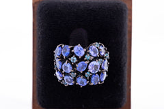 Natural Tanzanite And Blue Topaz 925 Solid Sterling Silver Handmade Victorian Rings Jewelry