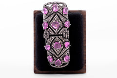 Precious Pink Tourmaline And Diamond 925 Sterling Silver Handmade Victorian Rings Jewelry