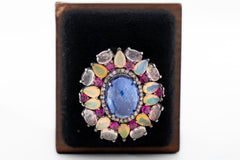 Natural Tanzanite, Ruby And Multi Gemstone 925 Sterling Silver Victorian Rings Jewelry