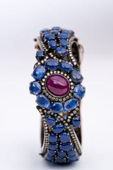High Quality Ruby, Sapphire And Diamond Gemstone 925 Sterling Silver Bracelets Jewelry