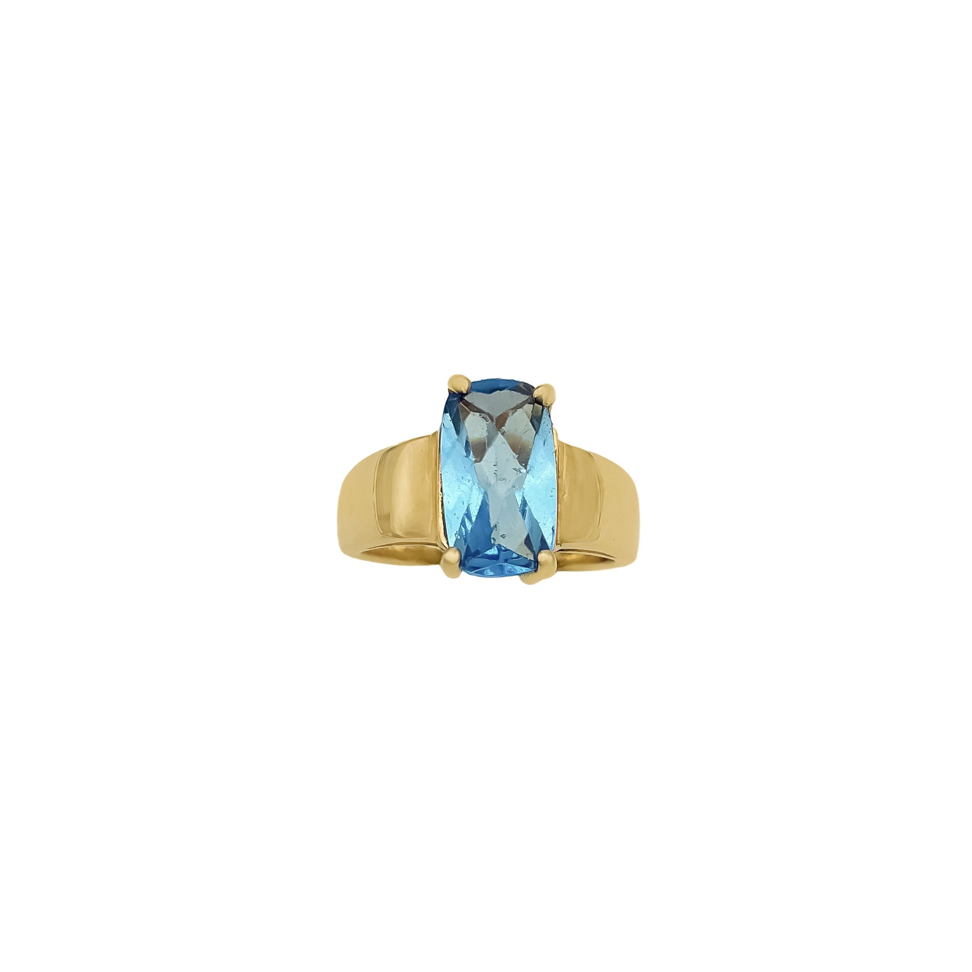 3.35CT Natural Blue Topaz Gemstone 925 Sterling Silver Handmade Ring