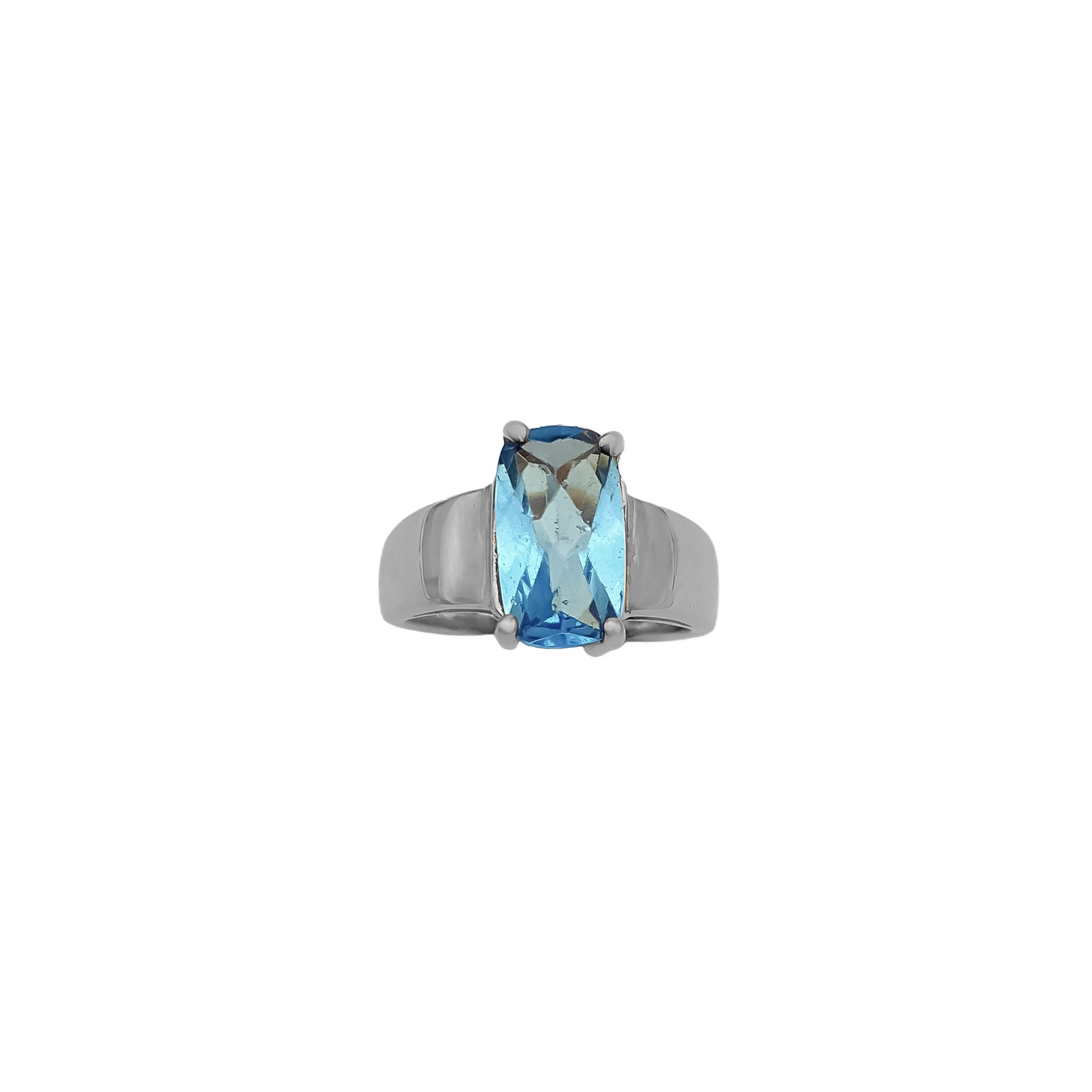3.35CT Natural Blue Topaz Gemstone 925 Sterling Silver Handmade Ring