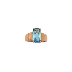 3.35CT Natural Blue Topaz Gemstone 925 Sterling Silver Handmade Ring