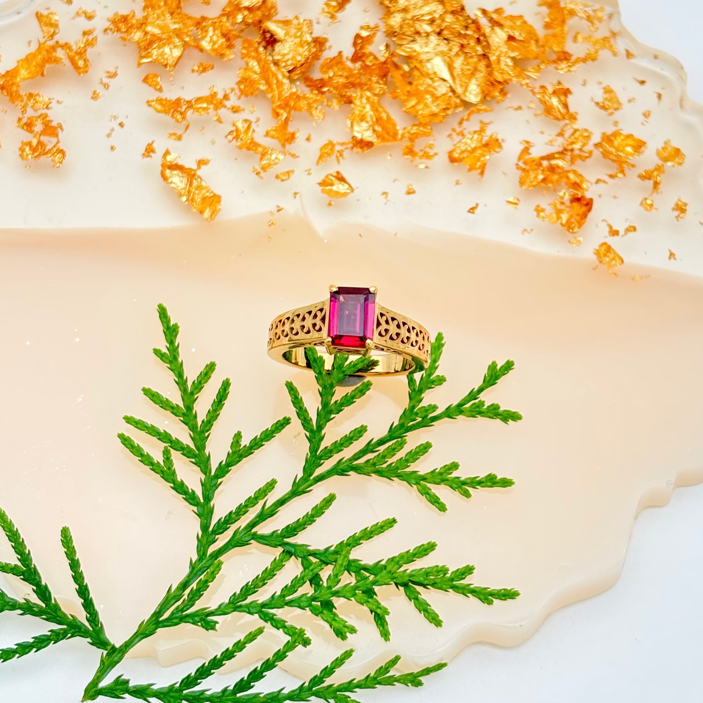 Natural Garnet Gemstone 925 Sterling Silver Gold Plated Rings Jewelry