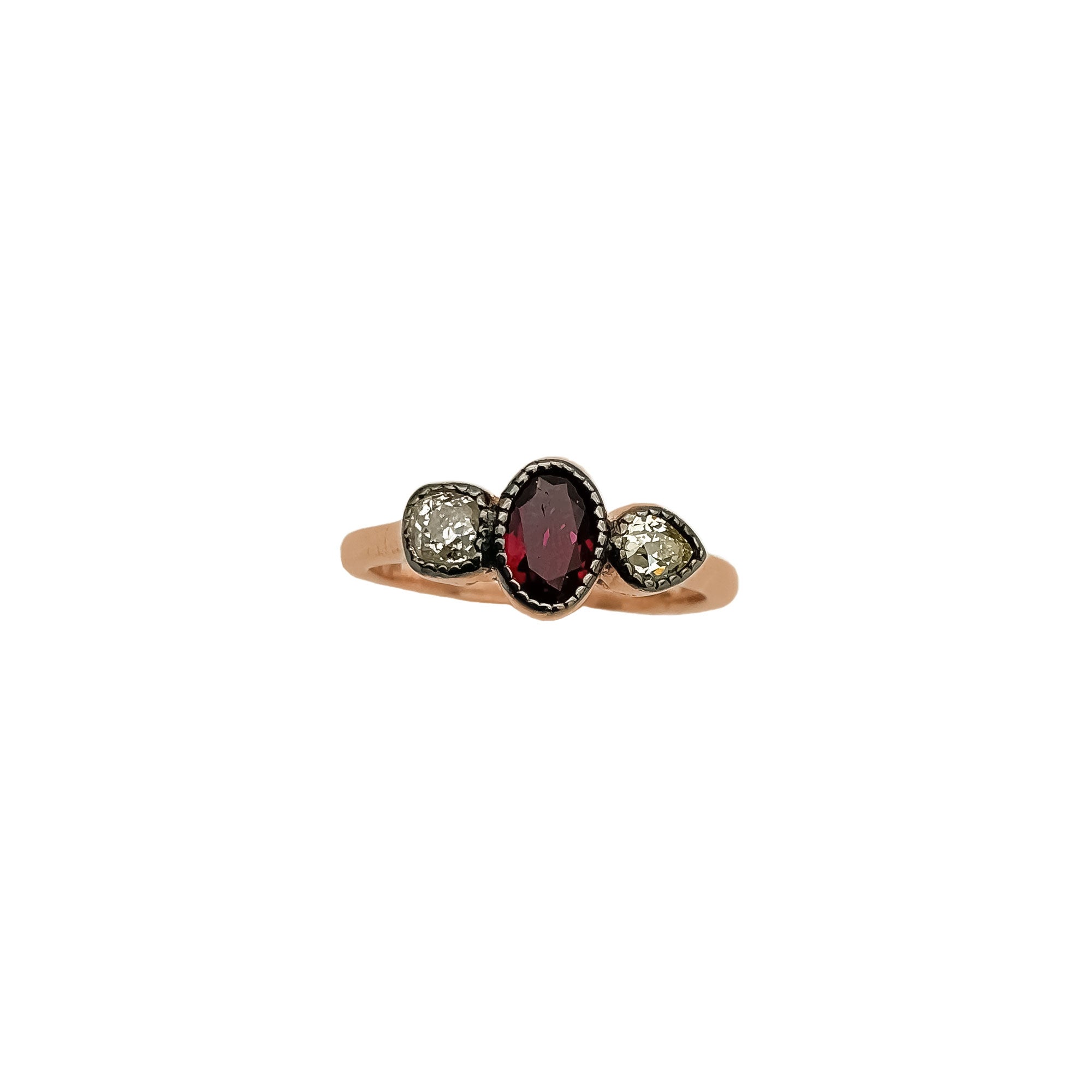 Natural Rubellite And Diamond 925 Solid Sterling Silver Ring