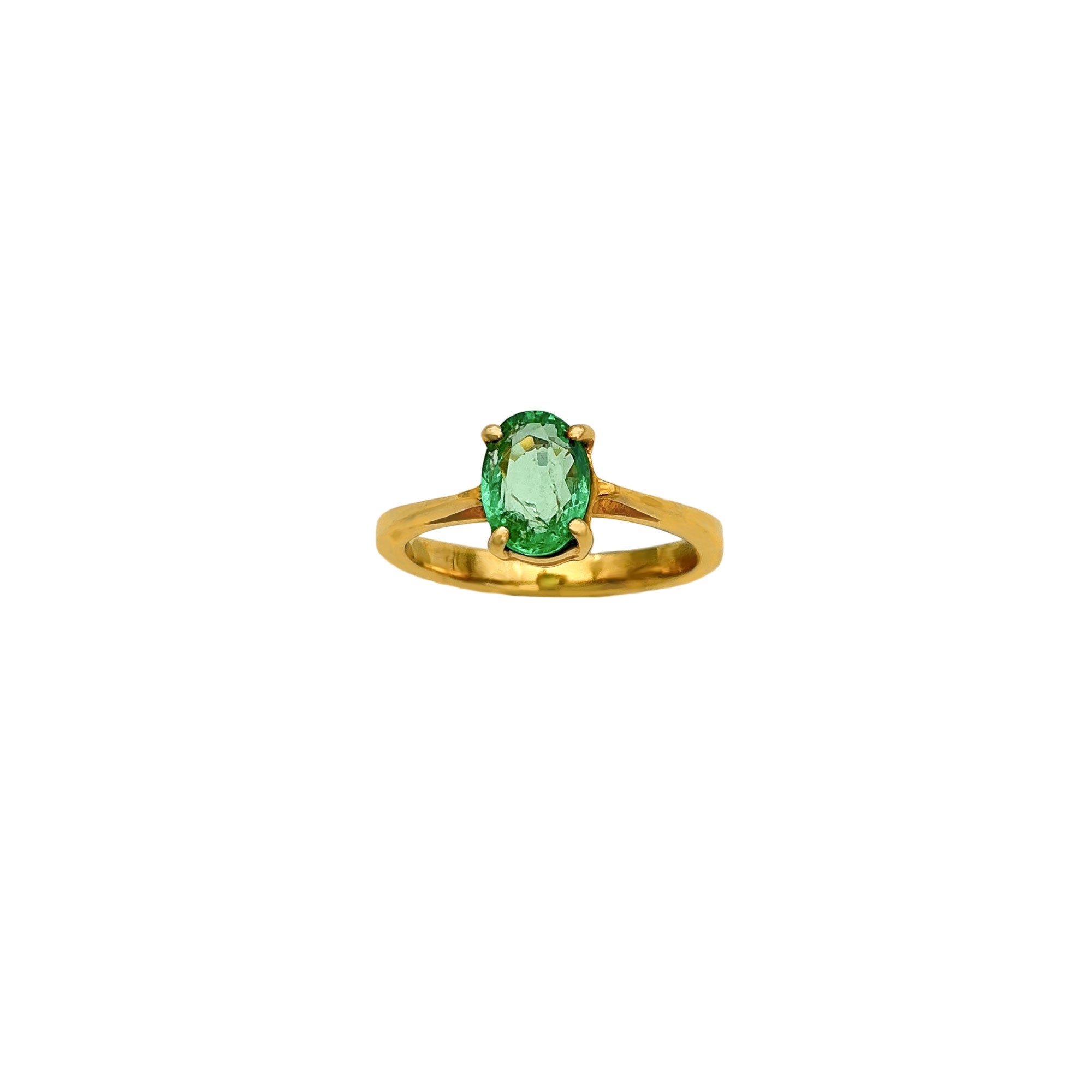 Oval Cut Emerald Gemstone 925 Solid Sterling Silver Handmade Rings