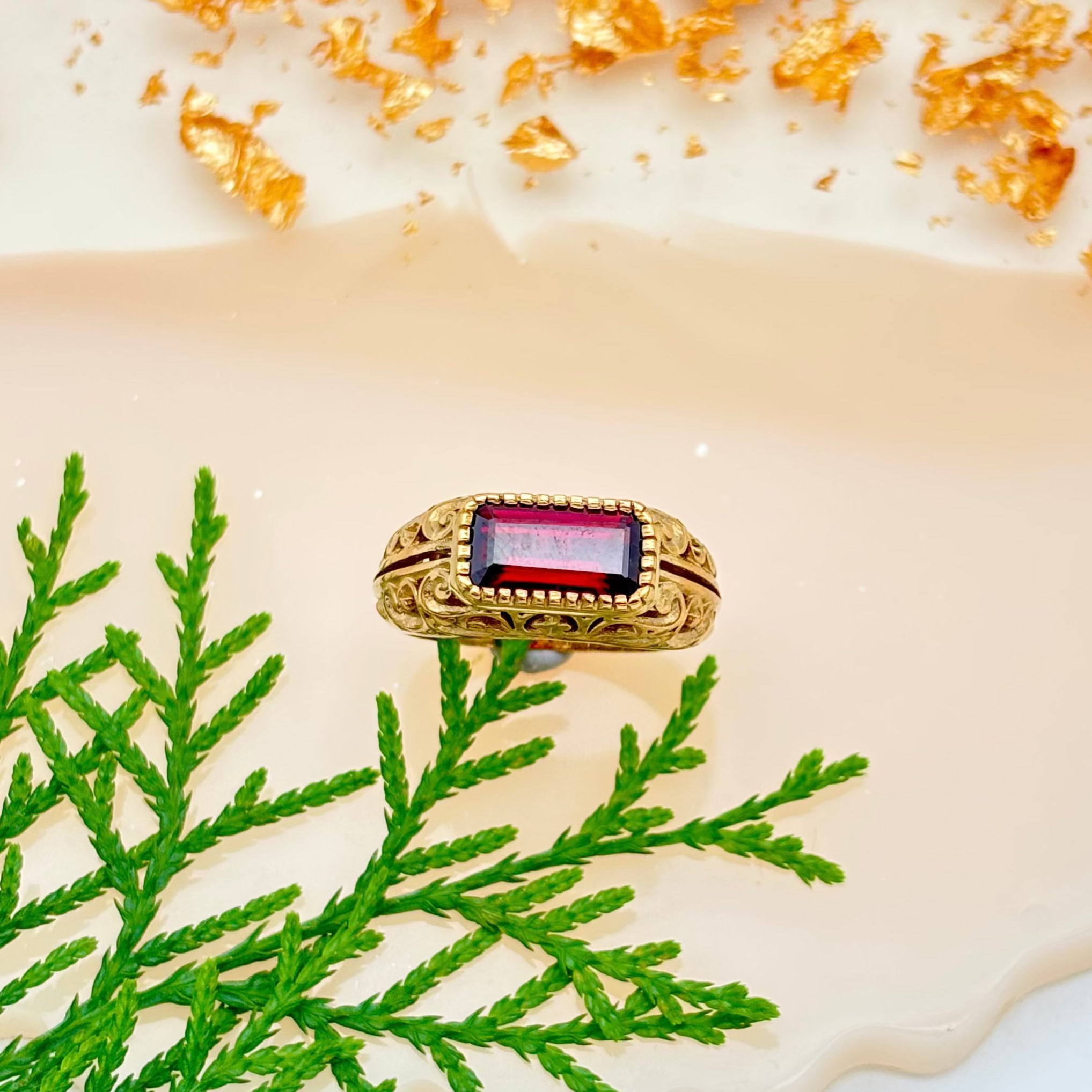 Natural Garnet Gemstone 925 Sterling Silver Gold Plated Rings Jewelry