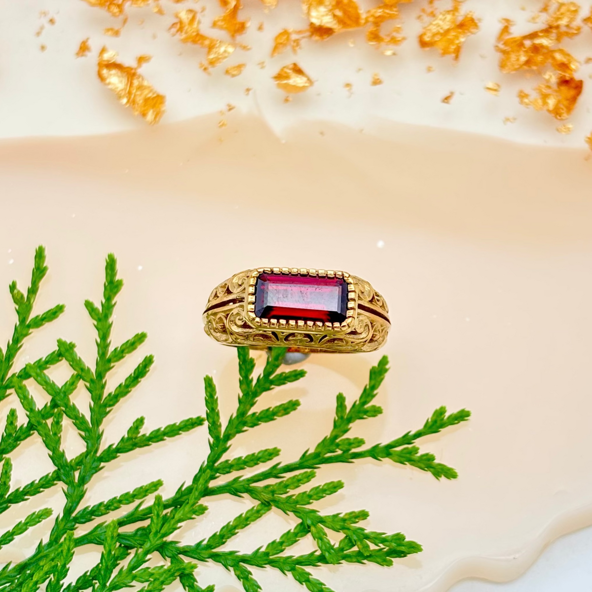Natural Garnet Gemstone 925 Sterling Silver Gold Plated Rings Jewelry