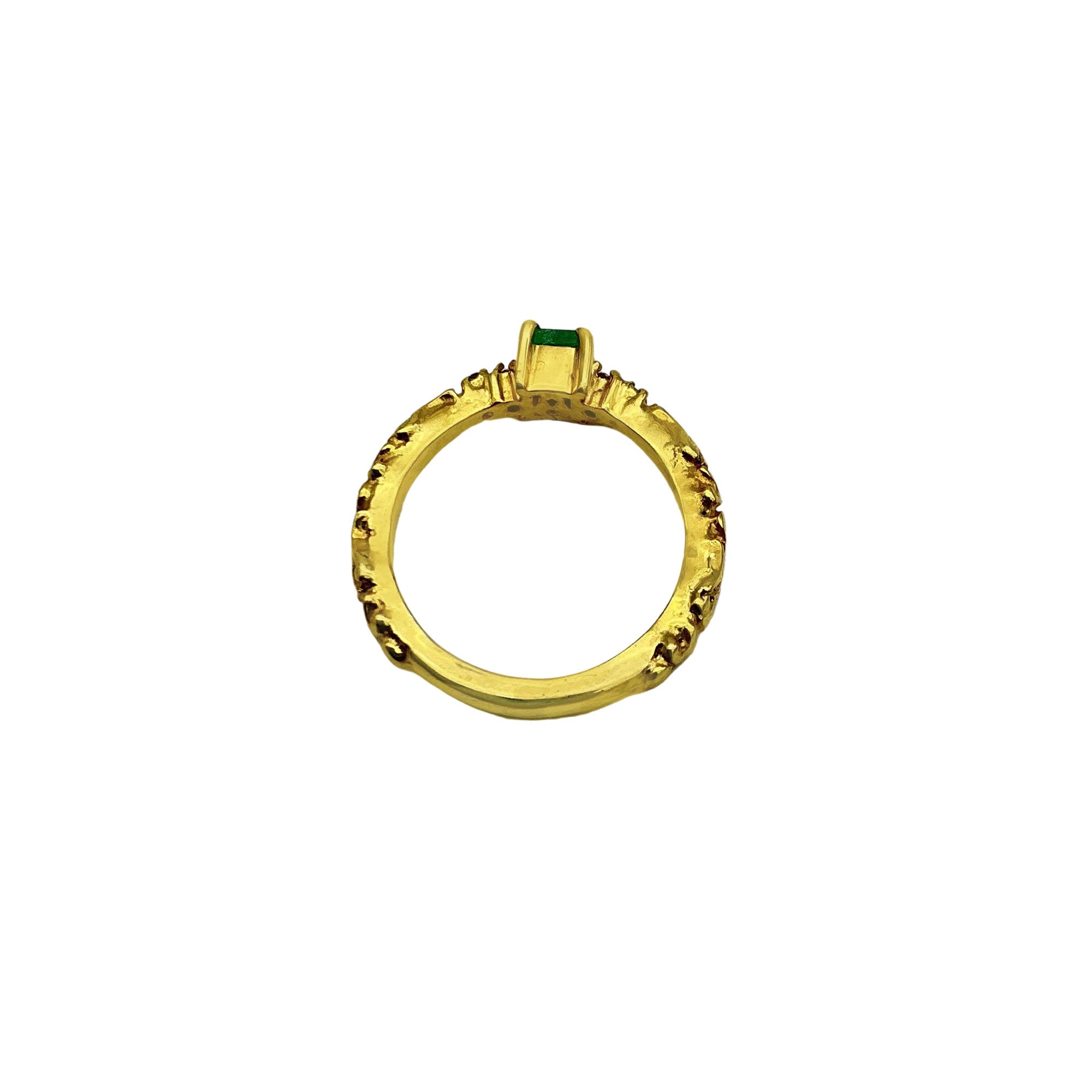 Precious Emerald & Diamond Gemstone 925 Solid Sterling Rings Jewelry