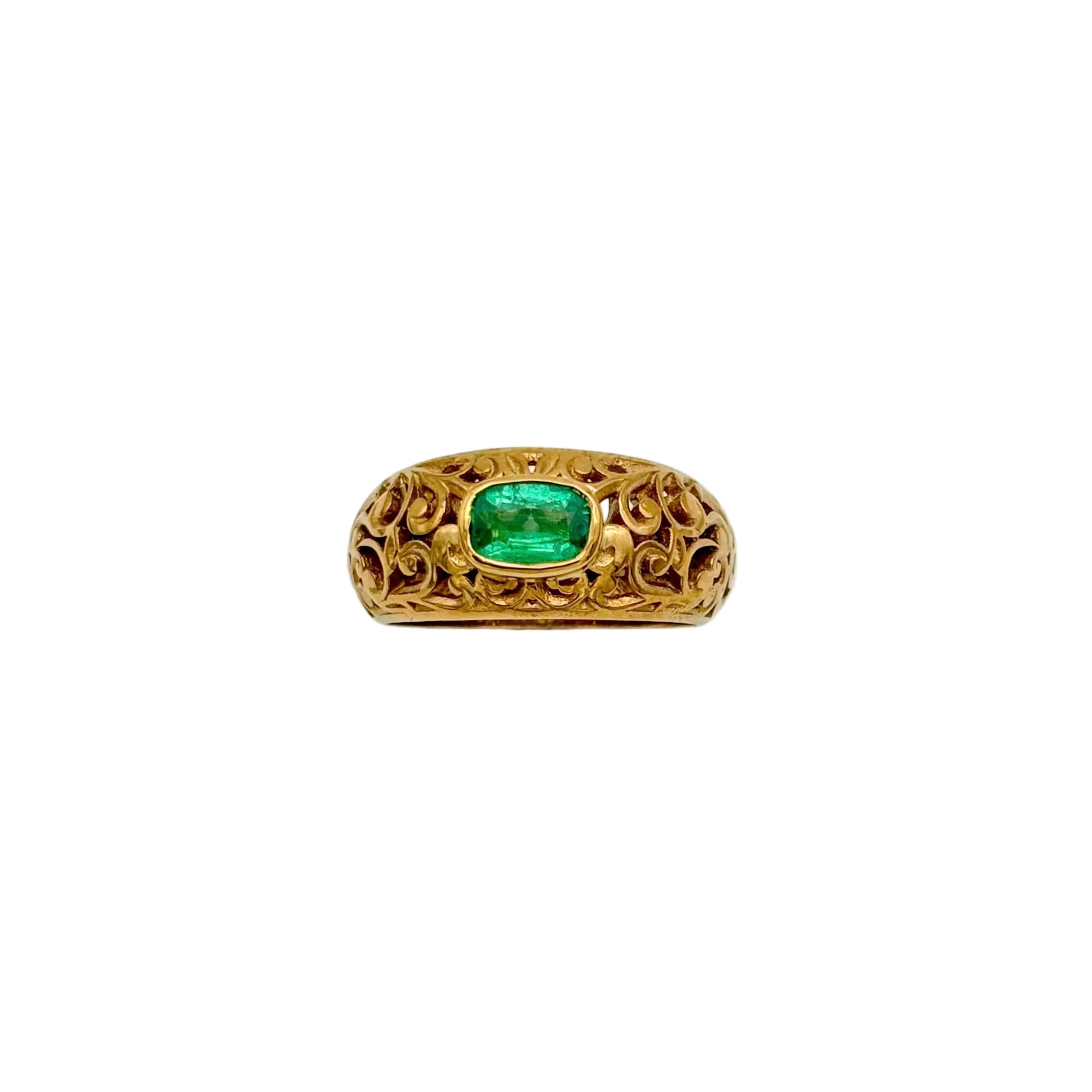 Precious Emerald Gemstone 925 Sterling Silver Gold Plated Rings Jewelry