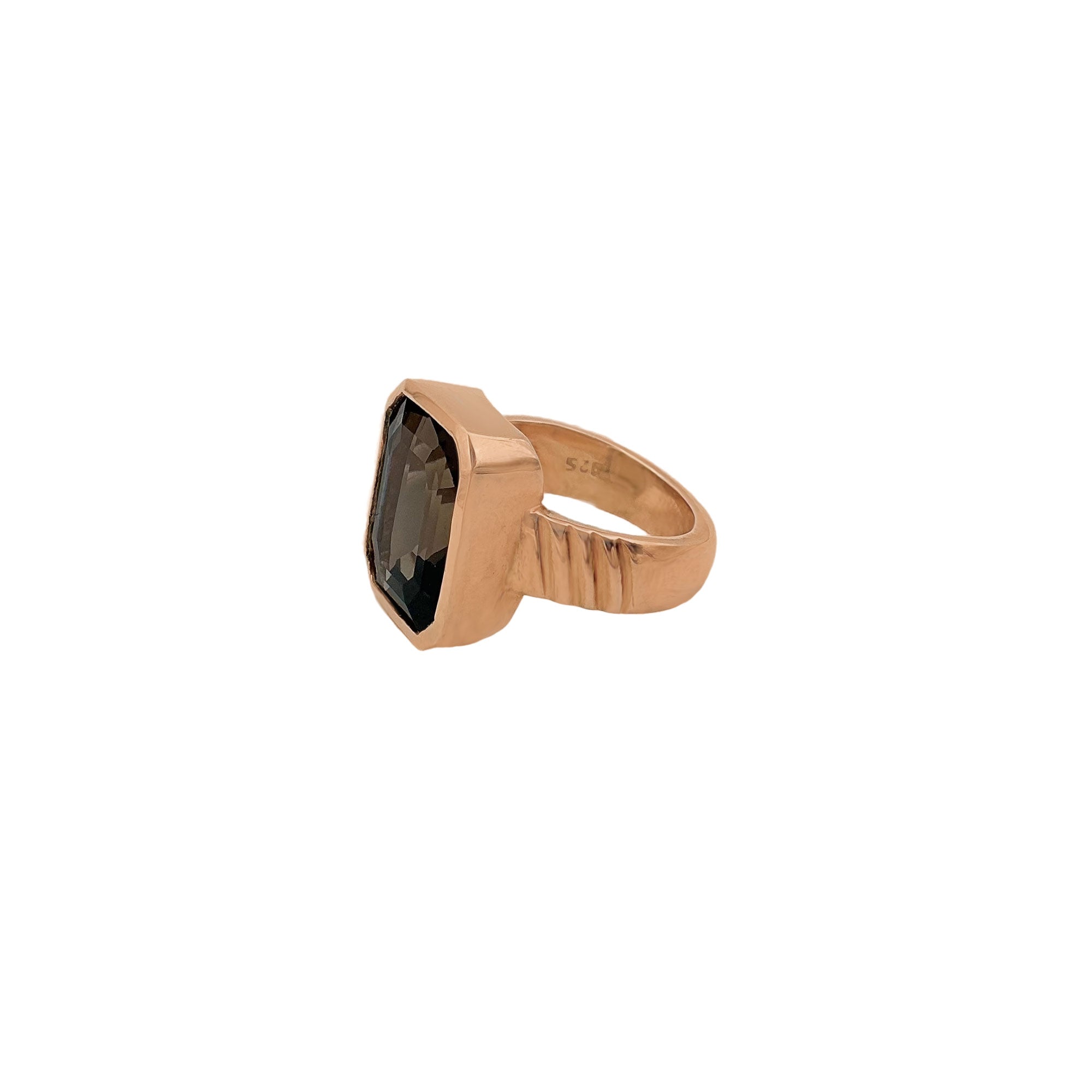 9.48CT Natural Smoky Quartz 925 Solid Sterling Silver Rings Jewelry