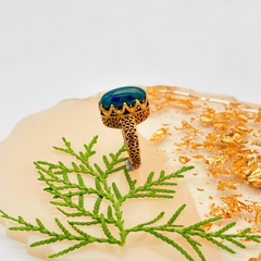 New Arrival Opal Gemstone 925 Sterling Silver Gold Plated Rings Jewelry